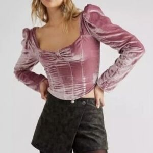 Free People Bridgette Velvet Top in Smokey Wings Size M
